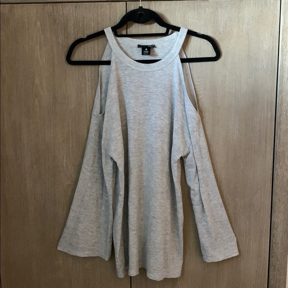 Aqua Light Gray Knit Top